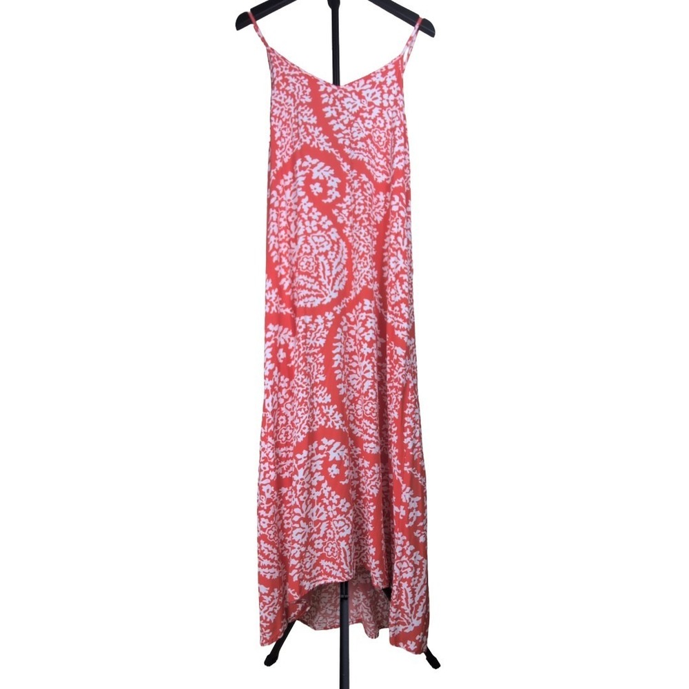Summer Dress Gap Factory Coral Paisley Maxi Slip‎ Dress Adjustable Straps XS